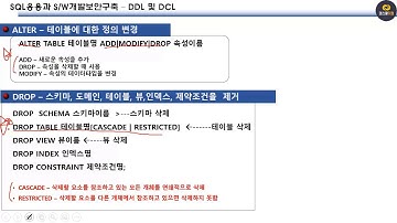 정보처리기능사강좌 SQL DDL 및 DCL ALTER,DROP,GRANT,REVOKE,COMMIT,ROLLBACK설명 1362 02