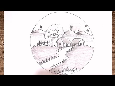 How to draw Circle Scenery Step by Step| Easy To Draw Circle Scenery # ...