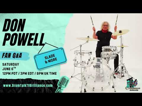 Don Powell Online Fan Q&A Sat. June 6th, 12pm PDT on Drum Talk TV Brilliance!