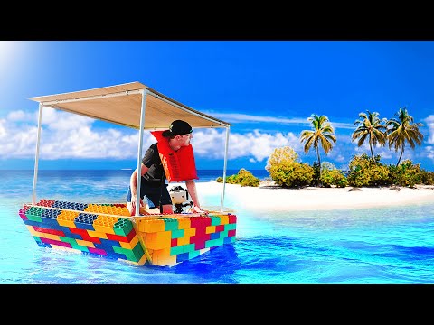 VISITING A STRANDED ISLAND WITH A LEGO BOAT..