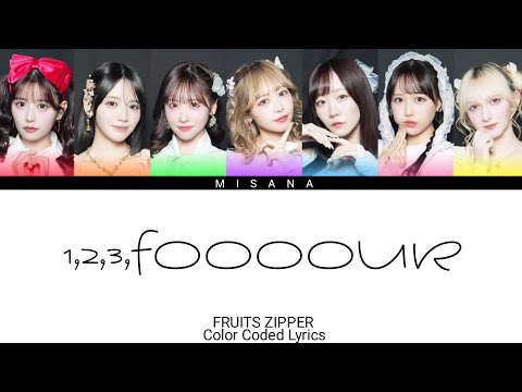 FRUITS ZIPPER - 1,2,3,FOOOOUR | Color Coded Lyrics (KAN/ROM/ENG/INDO)