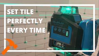 How To Set Tile Perfectly Every Time Using a Laser Level // Product Review Elikliv 4D Laser Level