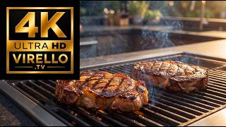 Steaks Sizzling on the Grill in 4K | Ultimate BBQ Ambience Loop