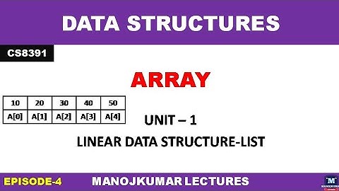 CS8391 DATA STRUCTURES | ARRAY IN DATA STRUCTURES | MANOJKUMAR LECTURES | EXPLAINED IN TAMIL