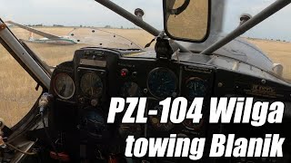 PZL-104 Wilga towing L-13 Blanik glider [RL]