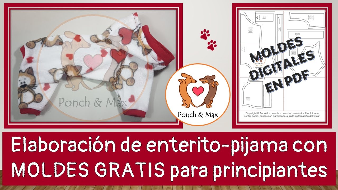 DIY 🐶 Elaboración de enterito pijama para perro MOLDES GRATIS📌 🥰 Ropa para perros y mascotas ❤❤❤