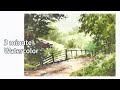 [ 3 minute Watercolor ] Without Sketch Landscape Watercolor - Forest Road (color name view)NAMIL ART