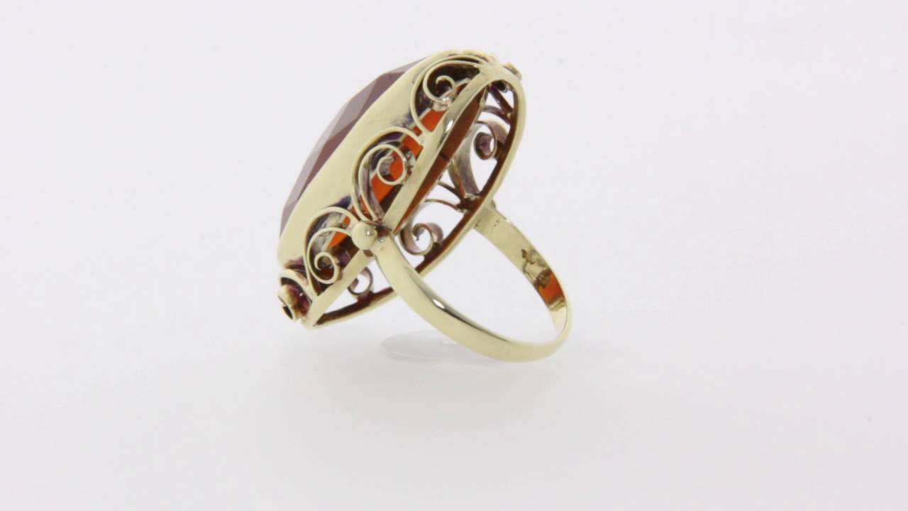 Gouden Ring Met Carneool 14 Krt