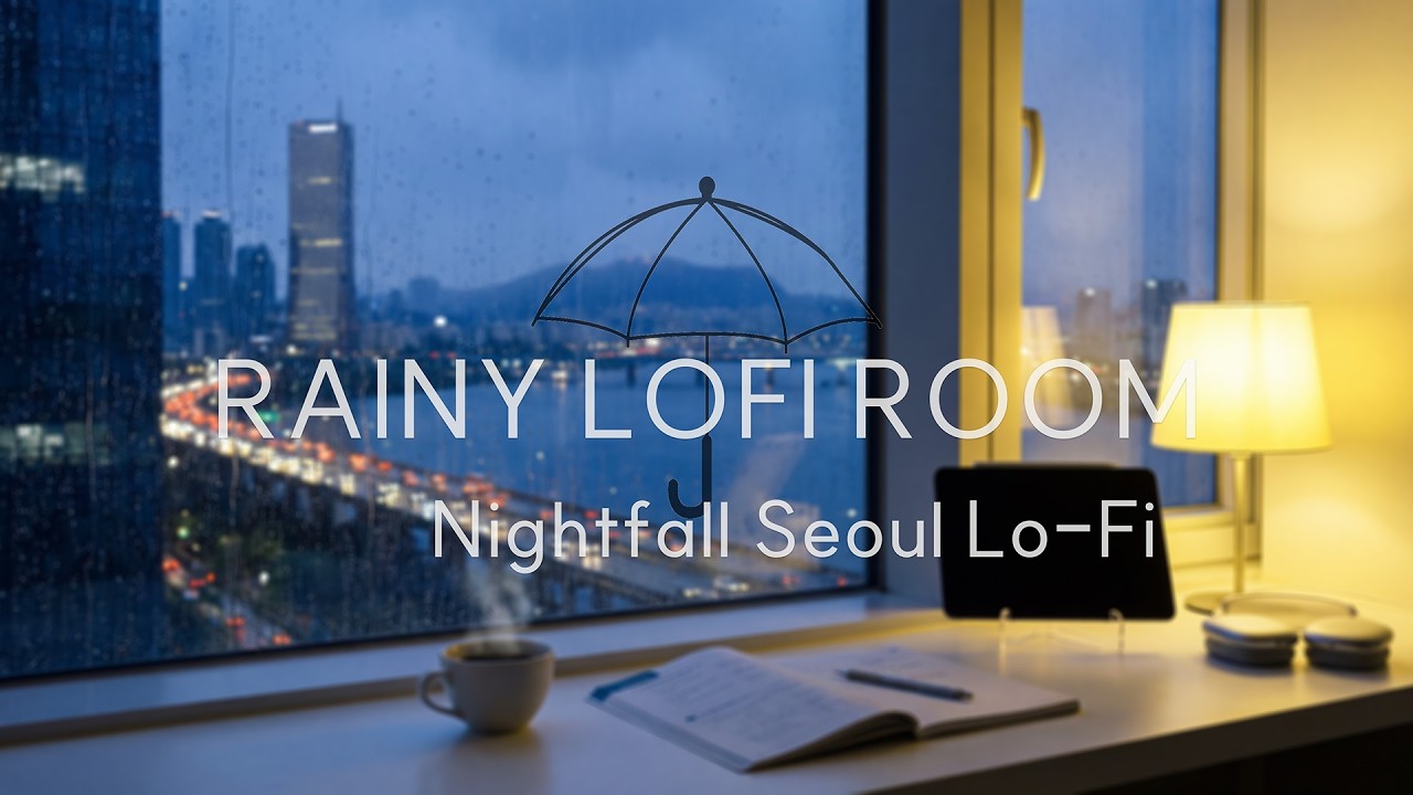 [4K] 서울의 비 오는 밤 Lofi Mix 🌧️ | Rainy Nightfall Seoul (1 Hour) (No Rain Sound)