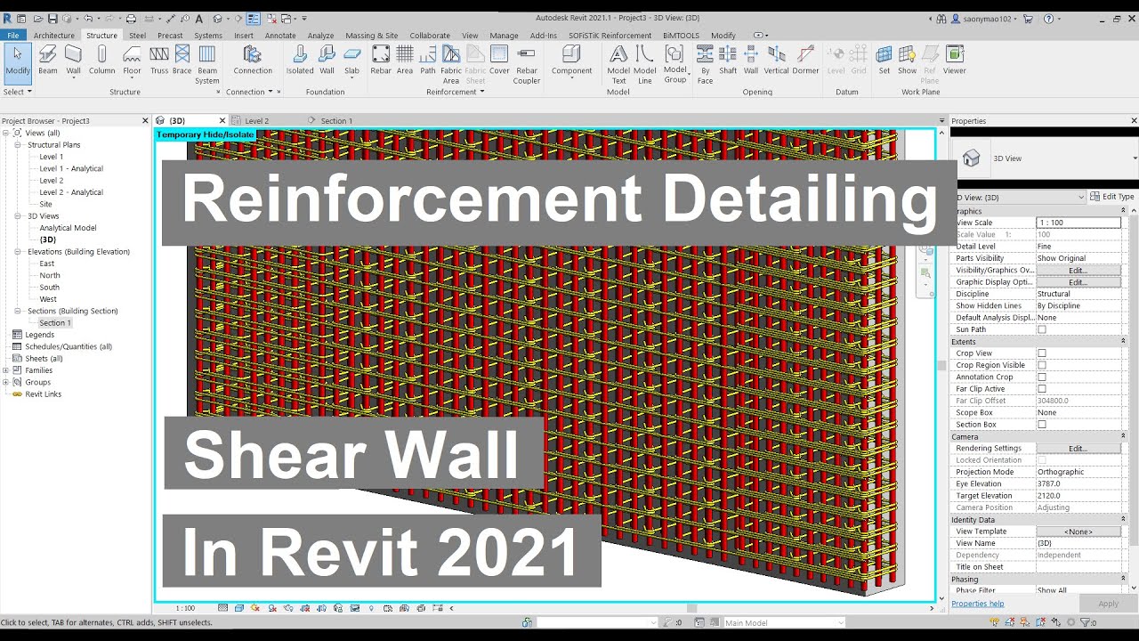 WP01-Reinforcement detailing shear wall in Revit 2021 - YouTube