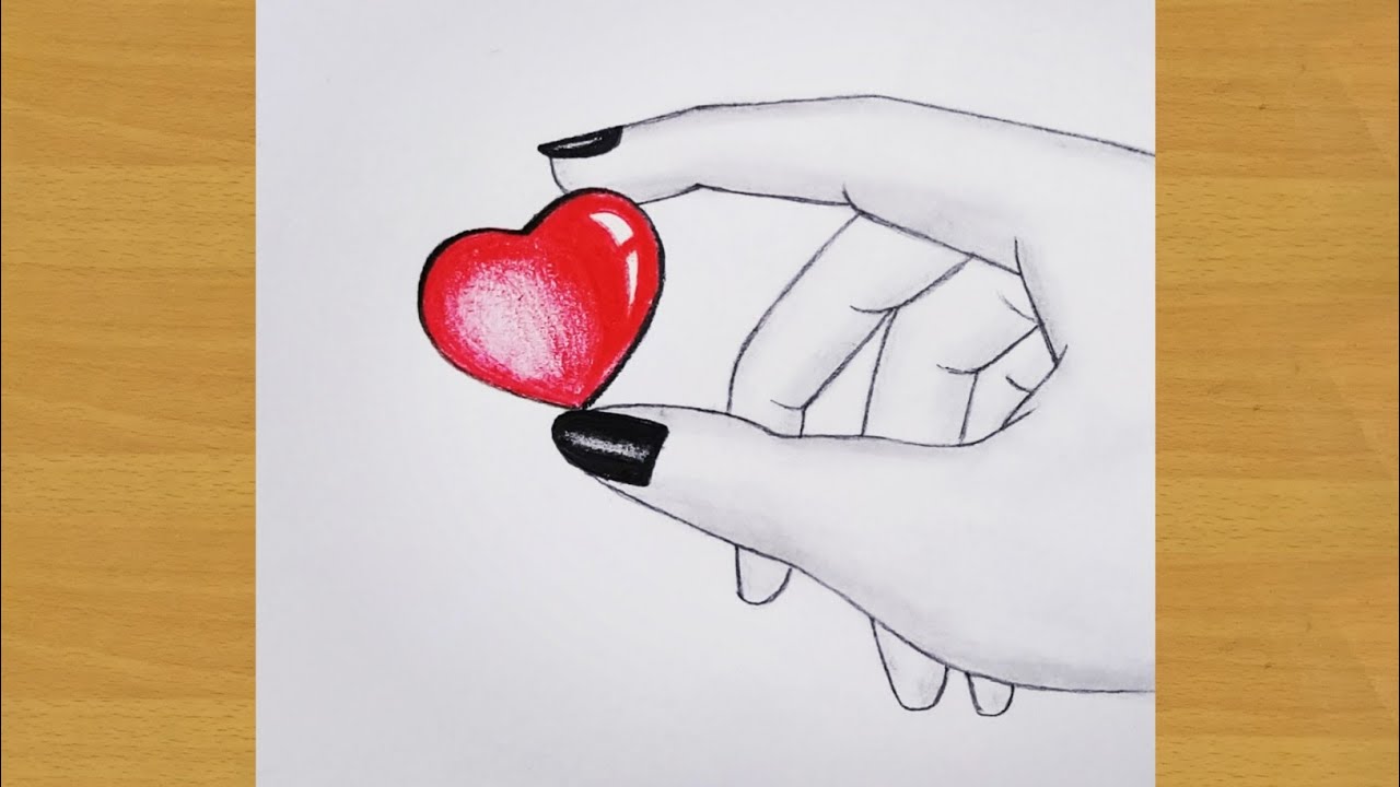 How To Draw A Beautiful Girl Hand Holding Love Icon - pencil ...