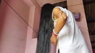 Gorgeous Black And Smooth Long Hair Brushing For Beautiful Girl | Hair Brushing For Thick Long Hair