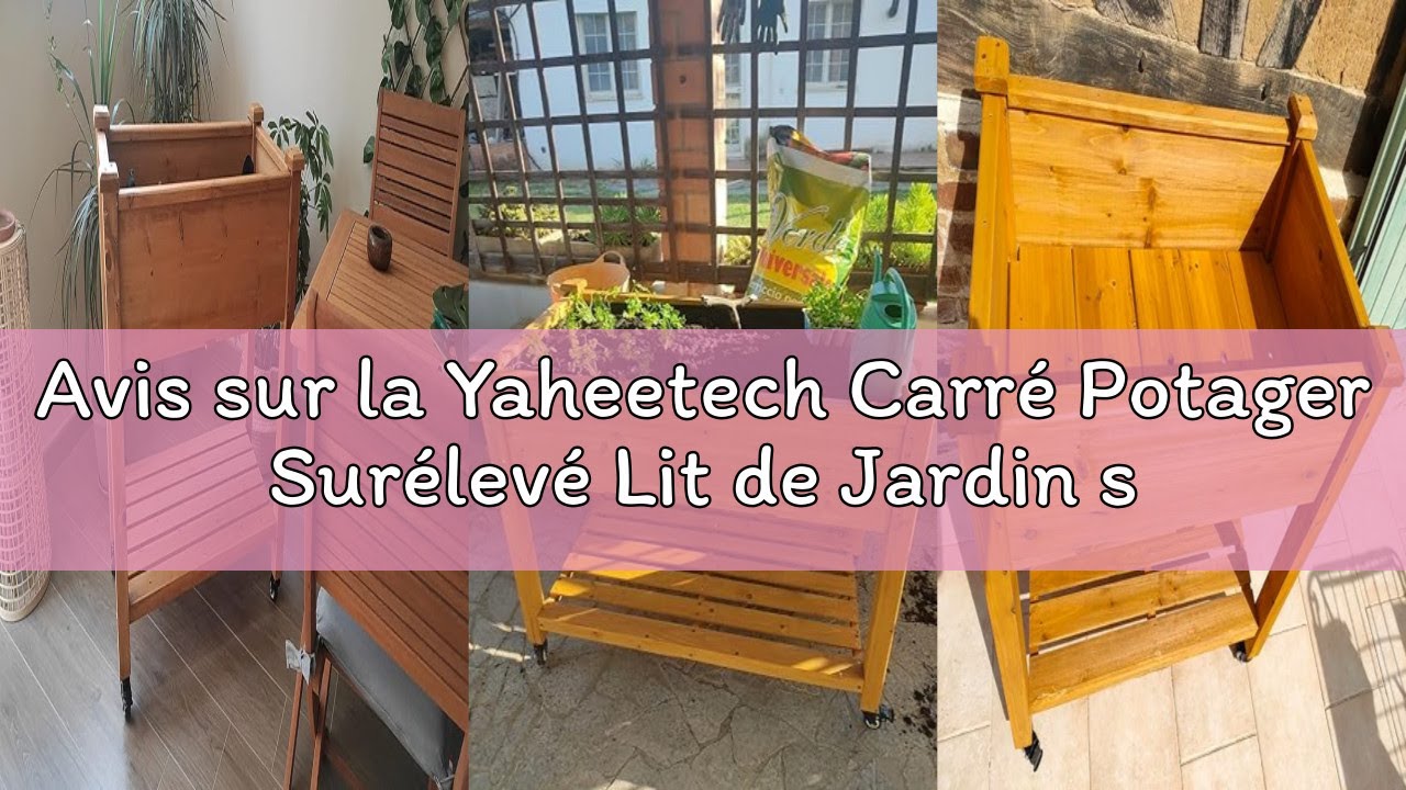 Yaheetech Potager Surélevé 87x83.5x47 Cm Avec Étagère - Lit Jardin Bois Sur Pieds Terrasse Balcon