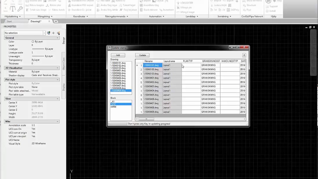 autocad update block