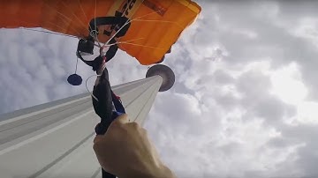 Friday Freakout: BASE Jumper Skims Tower, Lands With Line Twists