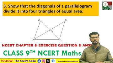Show that the diagonals of a parallelogram divide it into four triangles of equal area.