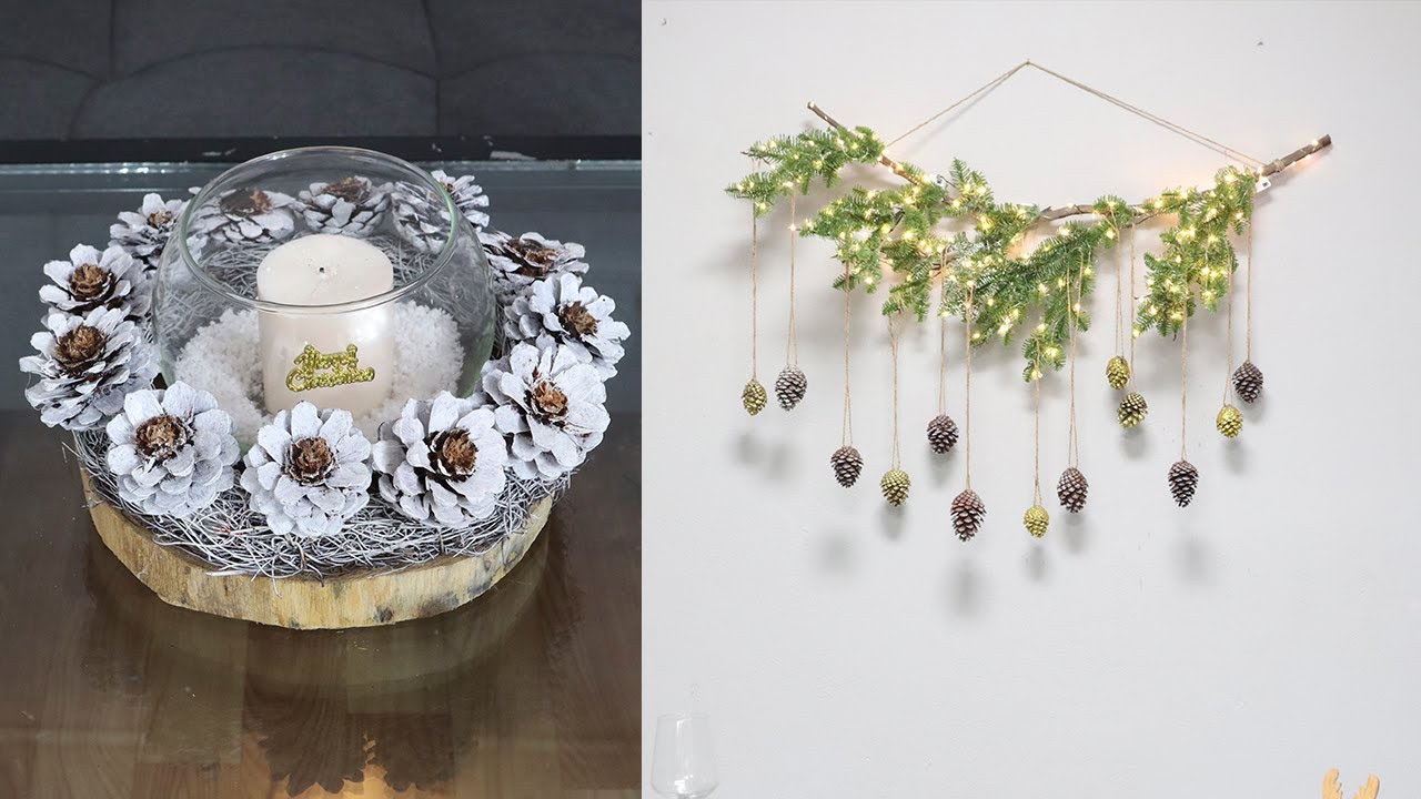 10 Christmas decoration ideas using pinecones, Centerpiece, Wall