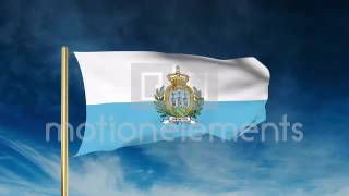 San Marino Flag Slider Style. Waving In The Wind With Cloud Background Animation Stock Animation screenshot 5