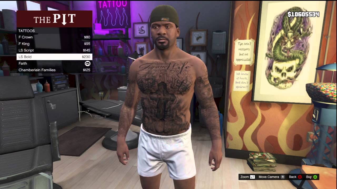 GTA 5 ALL TATTOO OPTIONS HOW CUSTOMIZING YOUR CHARACTER ...