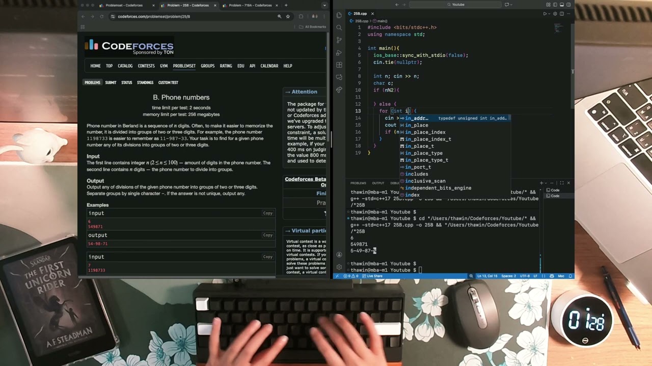 Codeforces | C++ | Rated 1100 | HHKB Type-S | real time | no talking | Short 134