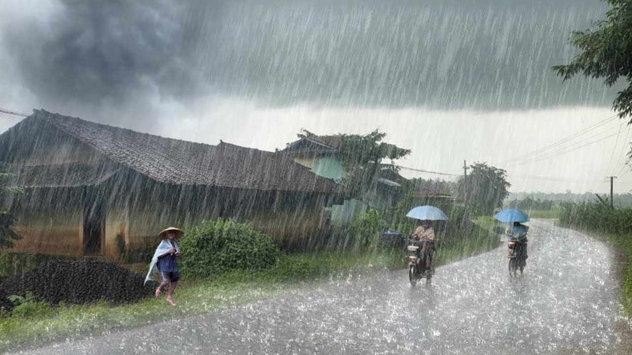 Super Heavy Rain and Strong Winds in Village Life | Sleep Soundly in ...