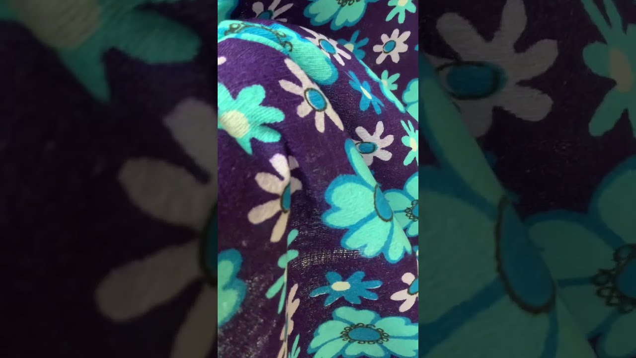 Vintage barkcloth fabric blue purple floral mid-century 1950s 1960s