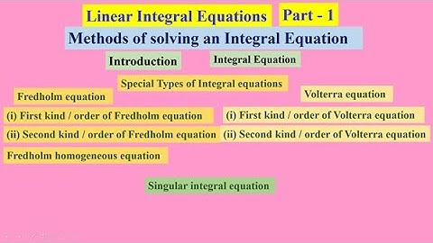 Linear Integral Equations 1 , #linearintegralequations , #problemwithsolutions ,