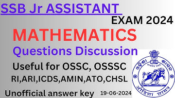 SSB Jr ASSISTANT MATHEMATICS QUESTIONS ANSWER 2024 | ANSWER KEY SSB JR ASSISTANT | BISWAL SIR
