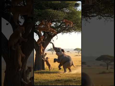 Fury of the Giant:When Lions Messed with the Wrong Elephnt#ElephNatureRawPower#shorts#SavannahClash