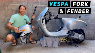 Снятие/установка переднего крыла и вилки Vespa LX | Вещи для скутеров Митча