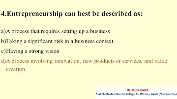 MCQs on NEW ENTERPRISES By Dr. Rupa Gupta