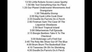 CBeebies Schedules March 2007