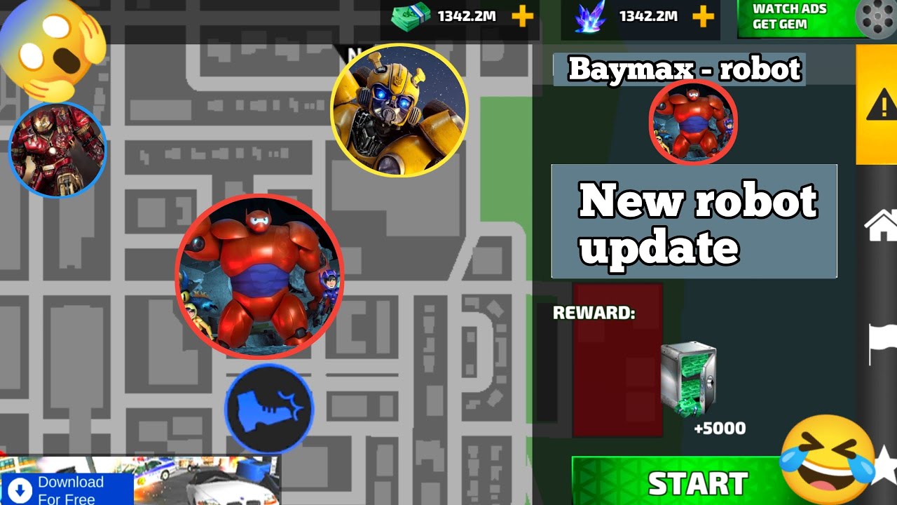 Rope hero map in New update baymax robot vice town  Hulk baster 