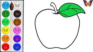 How to draw an APPLE / cartoon coloring an APPLE for children / Coloring for kids