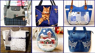 Most Beautiful Denim & Different Fabric tote Bags ideas