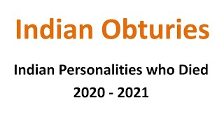 Indian Obturies | Persons who died | April 2020 to Feb 2021