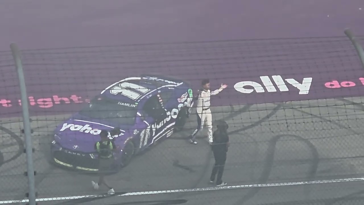 Denny Hamlin celebrates Cup win. Michigan 6/8/25