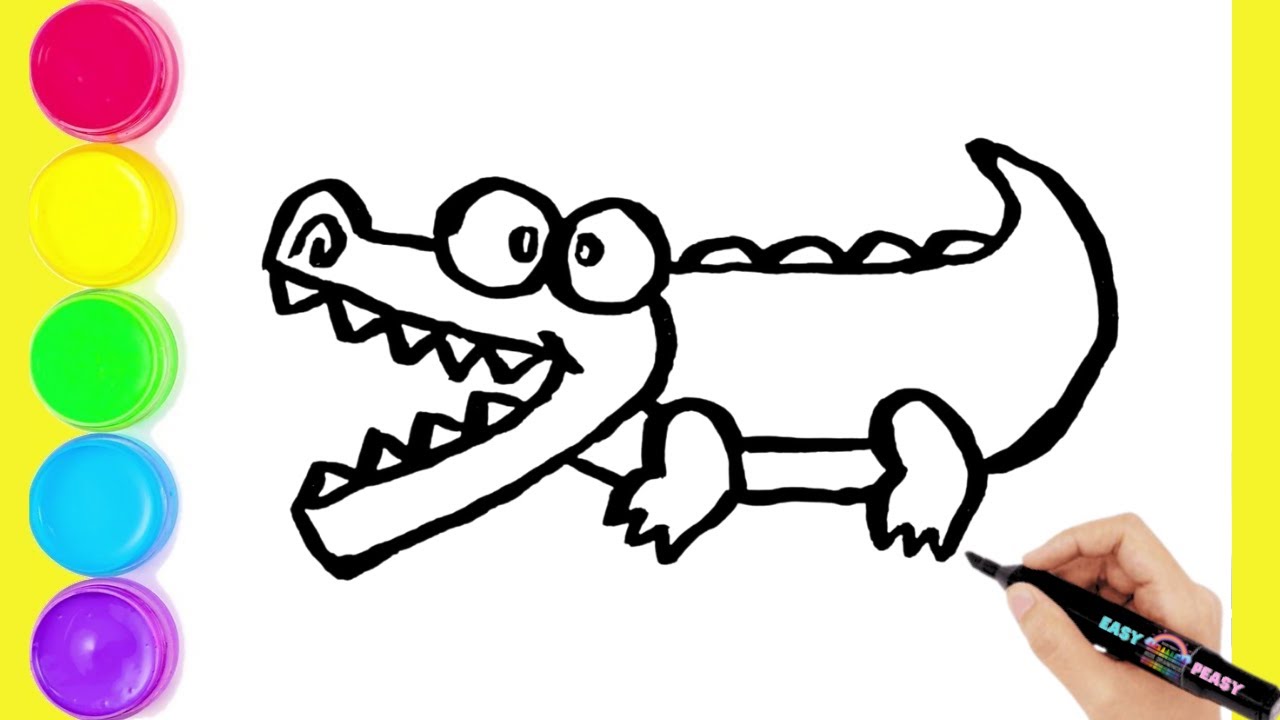 Cute Easy Alligator Drawing & Coloring | How To Draw Alligator - YouTube