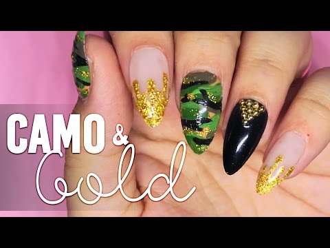 Camo & Gold Nail Art Tutorial - 동영상