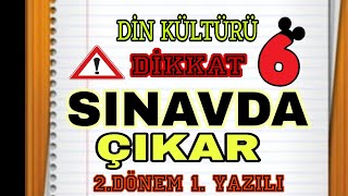 6. Sınıf Din Kültürü - 2. Dönem 1. Yazılı Soru Örnekleri Ültürüyazılı Inavhazırlığı