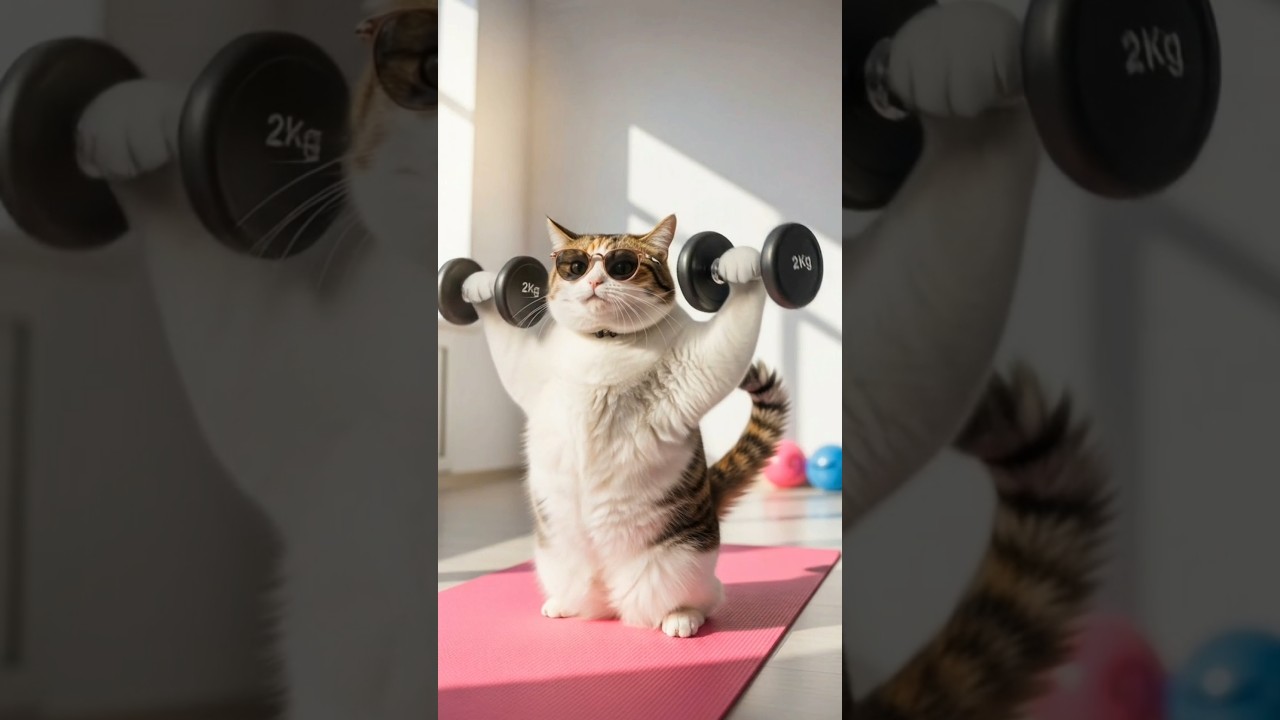 [Motti Billi🐈 Gym Gayi 💪] The chubby cat went to the gym.🐈💪