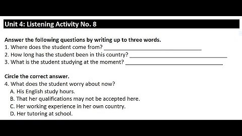 Unit 4: Listening Activity No.8