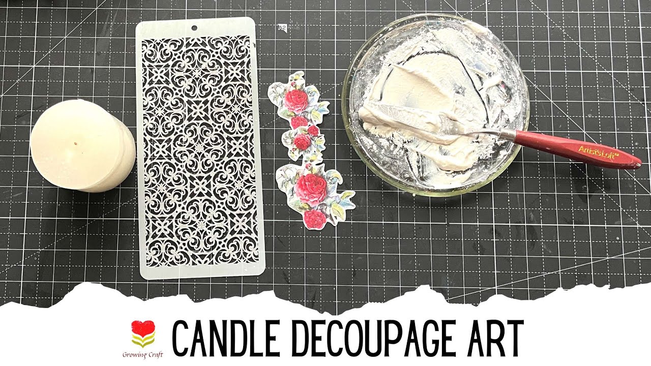 1 Candle Decoupage Art for home decor Beautiful Decoupage art for