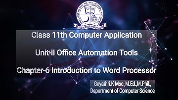Class 11th CA Chapter-6 Introduction to Word Processor