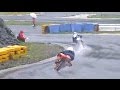 Mini bike race on the wet road