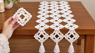 Super EASY Crochet Table Runner Pattern for Beginners 💯👌Beautiful Crochet Table Cloth Tutorial 🌸✅