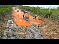 Great Activity Make New Road By Operator Skills Bulldozer Pushing Soil And Dump Truck Unloading Soil