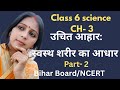 Class6Science।जिज्ञासा ।CH- 3।उचित आहार: स्वस्थ शरीर का आधार।Part 2(page 41to46)bihar board।ncert 