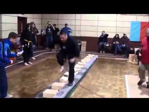 USBA/WBA World Record- Ken Goodrich- 210, 1″ boards broken with stomps in 30 seconds- 3/2015