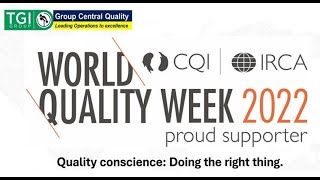 TGI WQW 2022 Leadership talk on Quality Mr. Alvic Yap Technical Director, TGI Distri